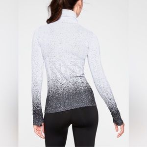 Athleta Flurry Turtleneck Base Layer Top, Black & White Ombre, Size XS